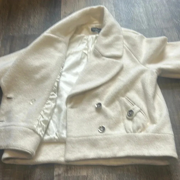 Bebe Women’s Linda Wool Blend Double Breasted Fully Lined Ivory Coat Size M - Picture 9 of 11